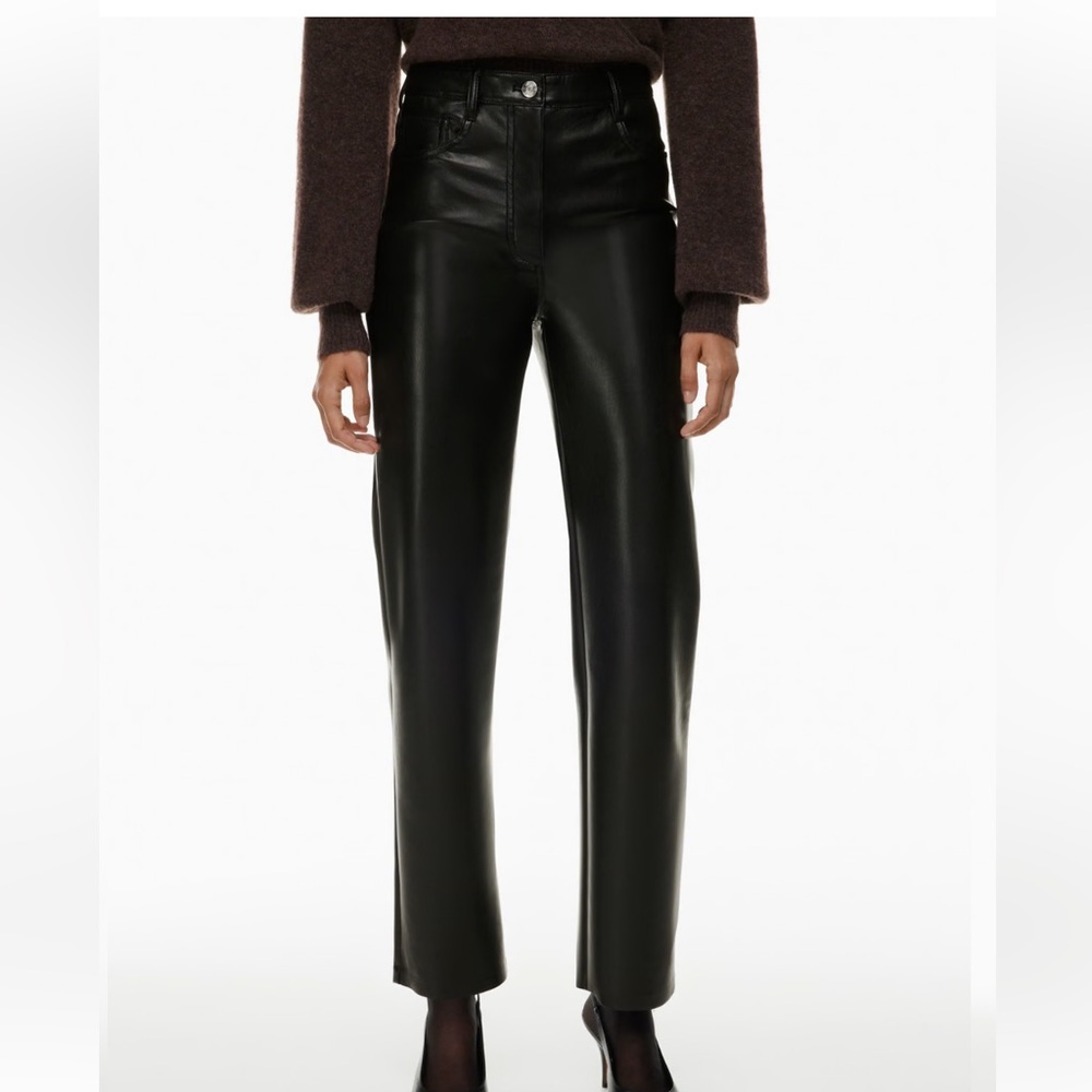 Aritzia Wilfred The Melina vegan leather black 6 high waisted straight leg pants